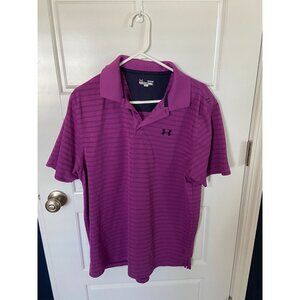 Men's Under Armour Striped Purple Polo Large